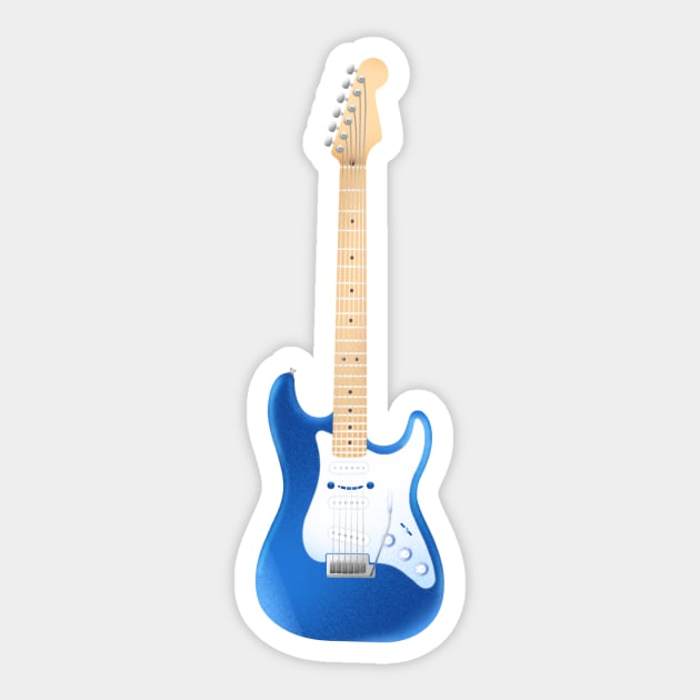 Sapphire Blue Electric Guitar Stratocaster Model Sticker by inspio art